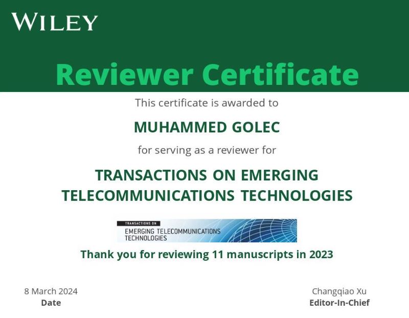 Reviewer Certificate 2023
